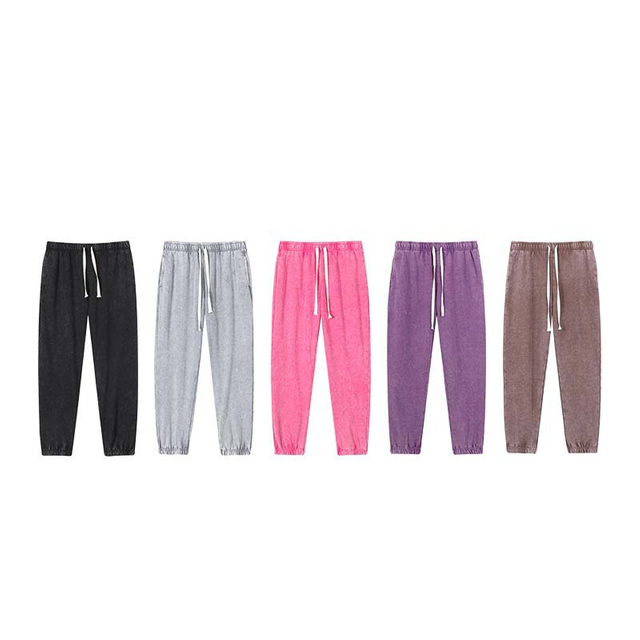 400Gsm surdimensionn&eacute; cire teint&eacute; Streetwear r&eacute;tro Logo personnalis&eacute; acide lav&eacute; hommes pantalons de surv&ecirc;tement