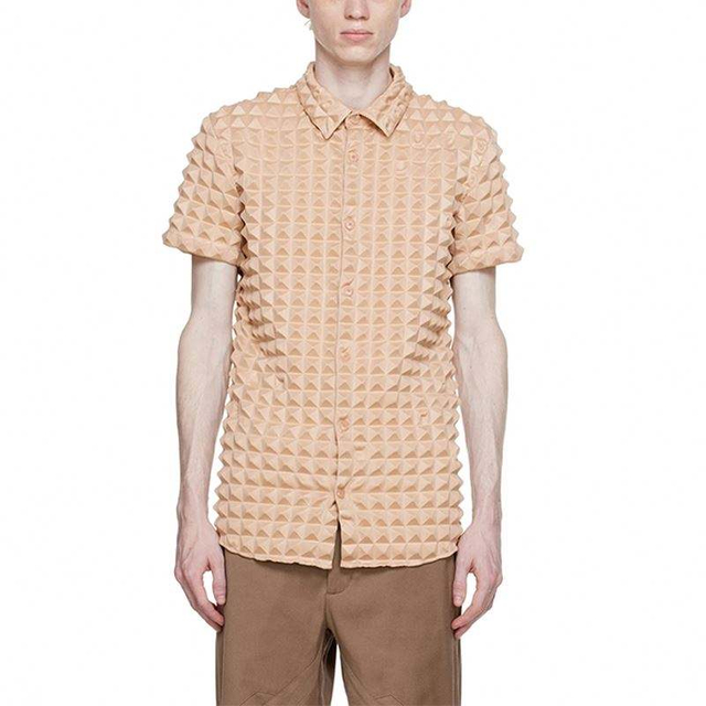 OEM-producent Custom Summer Style M&aelig;nd Firkantet Krave H&oslash;jkvalitets Polyester Mode Kort&aelig;rmet Skjorte Til M&aelig;nd
