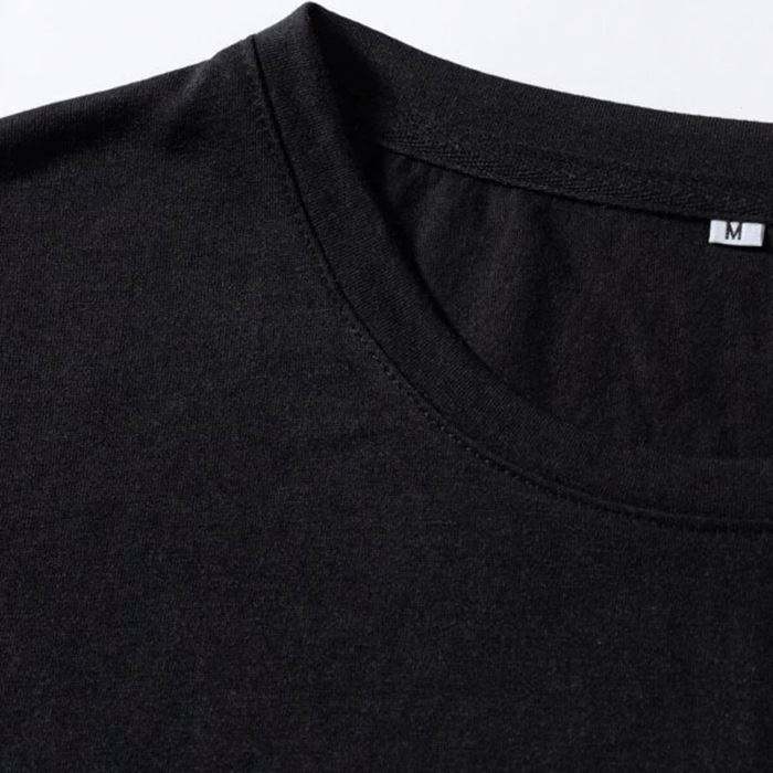 Camiseta masculina com logotipo personalizado OEM preto com gola redonda e manga curta 50/50 algod&atilde;o poli&eacute;ster