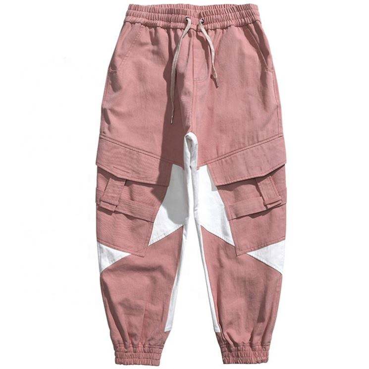 Proizvajalec originalne opreme za prosti čas, moške športne hlače iz bombaža s praznimi barvnimi bloki dobre kakovosti, široke, zožene, s stranskimi žepi