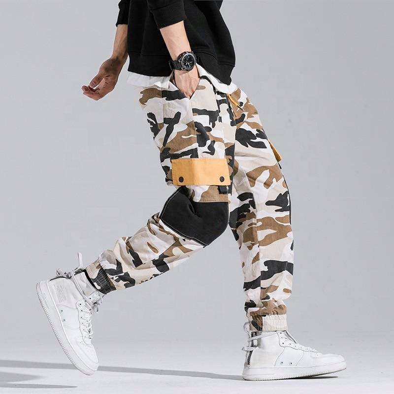 OEM v&yacute;robca Custom Mens Color Block Nohavice s veľk&yacute;mi vreckami Viacfarebn&eacute; Hip Hop Cargo Jogger nohavice