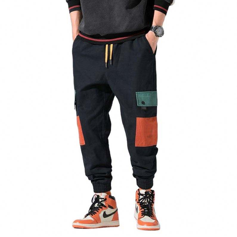 OEM v&yacute;robca Custom Mens Color Block Nohavice s veľk&yacute;mi vreckami Viacfarebn&eacute; Hip Hop Cargo Jogger nohavice