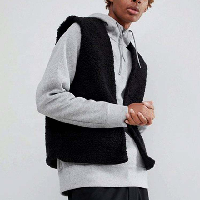 Personnalisez votre propre logo sans manches veste polaire noire pour hommes