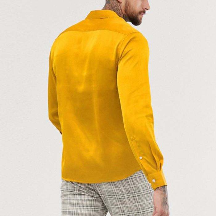 Camicia a maniche lunghe da uomo in raso tinta unita di alta qualit&agrave; del produttore OEM