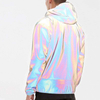 Giacca sportiva riflettente arcobaleno con cerniera impermeabile a maniche lunghe da uomo personalizzata del produttore OEM