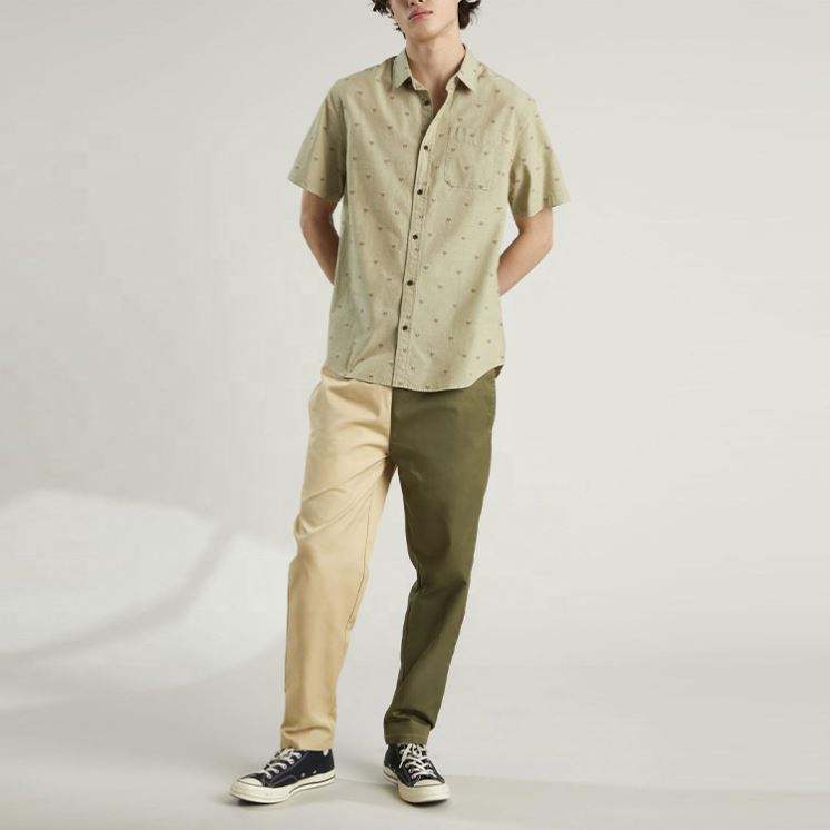 Pantalon en serg&eacute; de coton personnalis&eacute;, fabricant OEM, bloc de couleur, pantalon &agrave; contraste bicolore
