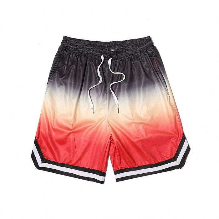 Short de sport personnalis&eacute; pour hommes, cordon de serrage &agrave; la taille, coupe d&eacute;contract&eacute;e, imprim&eacute; ombr&eacute;, short de basket-ball de sport