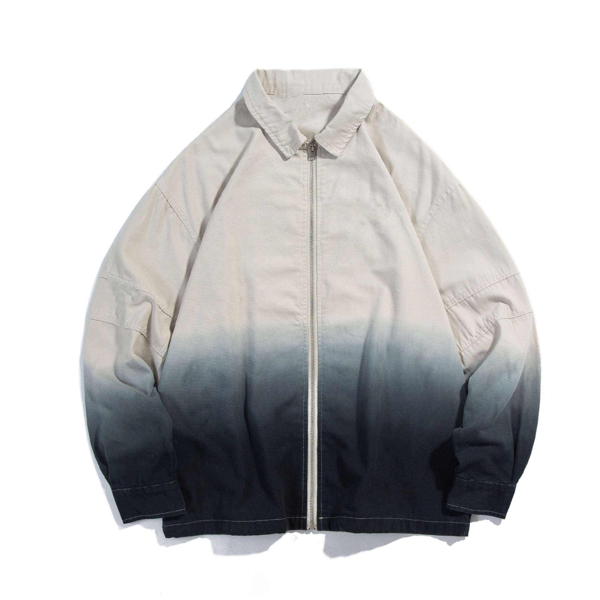 Oem 제조 업체 맞춤 의류 남성 남성 복고풍 팝 그라데이션 인쇄 옷깃 캐주얼 루즈 자켓