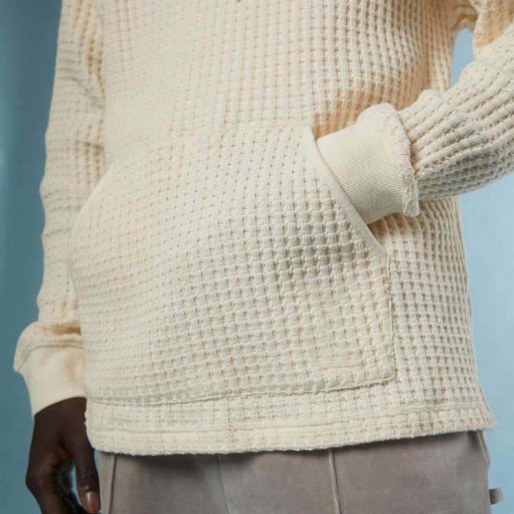 Fabricante OEM personalizado novo estilo masculino waffle malha anoraque pul&ocirc;ver com bolsos frontais canguru