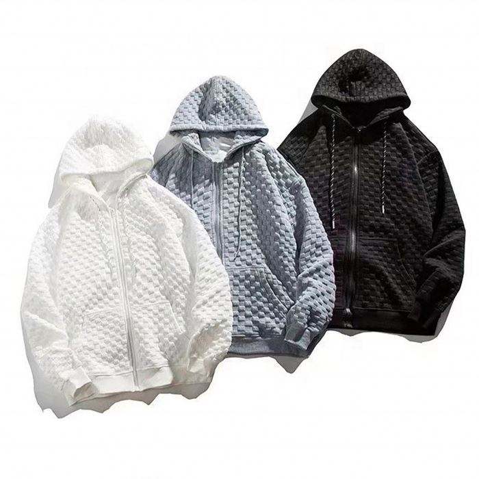 OEM-producent Custom Quality Heavy Waffle Zip Up Almindeligt H&aelig;ttetr&oslash;je Pullover Unisex lynl&aring;s Strik Oversized h&aelig;ttetr&oslash;je