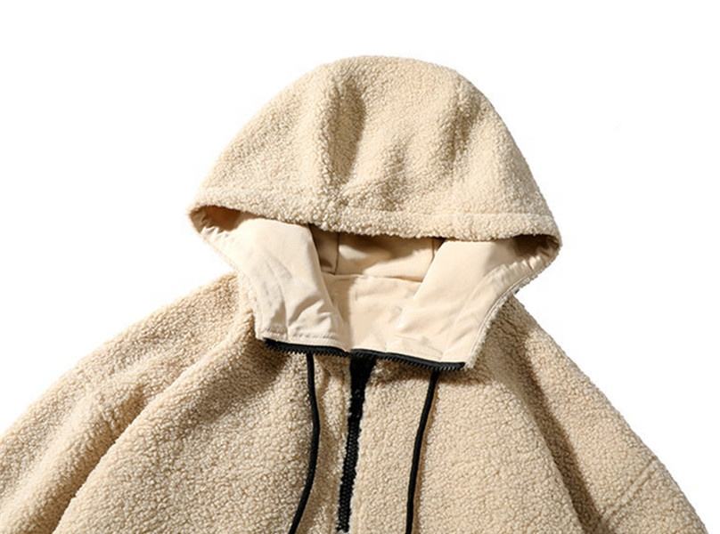 ผู้ผลิต Oem เสื้อกันหนาวหมวกที่กำหนดเองหลาใหญ่เสื้อผ้าผู้ชายแฟชั่นกระเป๋าแจ็คเก็ตเสื้อสวมหัวขนแกะเม็ดละเอียด