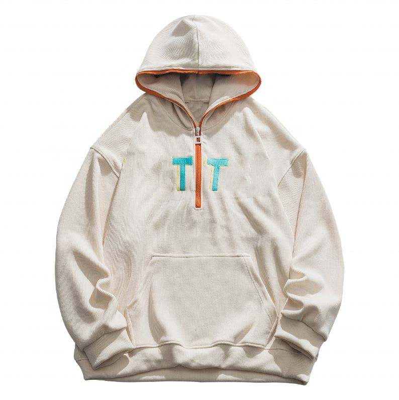 Sudaderas con capucha de encargo del tama&ntilde;o extra grande de las mangas largas de la capilla de la cremallera del bordado del fabricante del OEM ocasionales