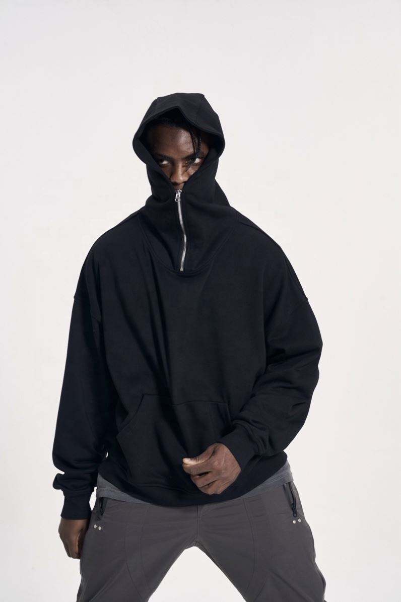 ຜູ້ຜະລິດ OEM 2022 Custom Pullovers 100% Cotton Plain Hoddies Men Washed Distressed Vintage Black Oversized Hoodies