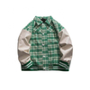 Oem Manufacturer Custom Men's Cotton-Padded Contrast Color Stitching Sleeve Small Plaid Cotton Jacket