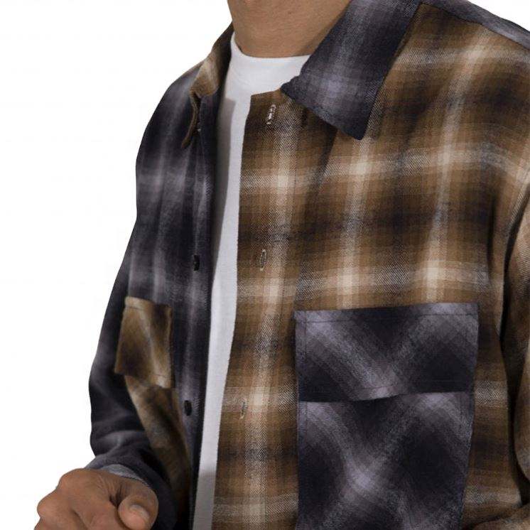 OEM v&yacute;robce Zak&aacute;zkov&yacute; uvolněn&yacute; střih dvoubarevn&yacute; blok s dlouh&yacute;m ruk&aacute;vem Velk&yacute; kostkovan&yacute; flanelov&eacute; košile pro muže