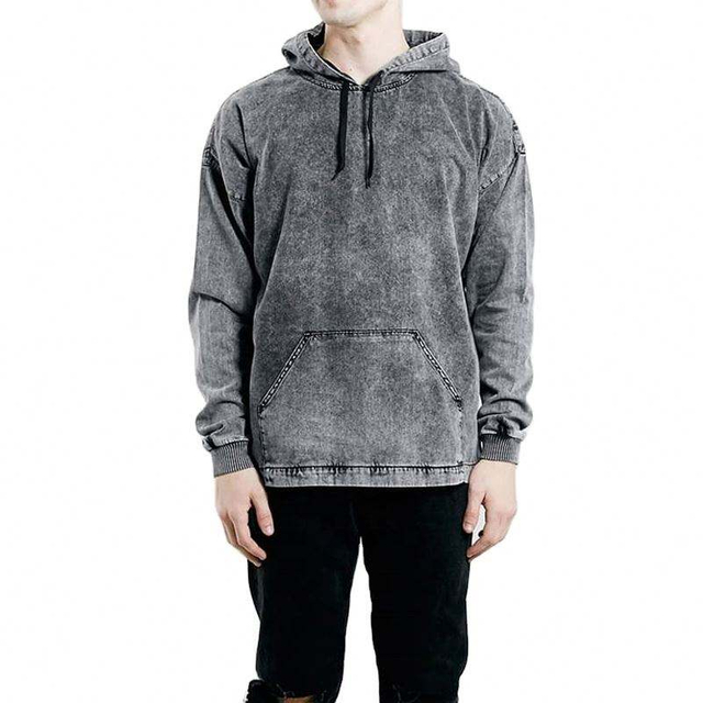 OEM gy&aacute;rt&oacute; Oversize Acid Wash fekete farmer kapucnis f&eacute;rfi testreszabott sima neh&eacute;zs&uacute;ly&uacute; pamut zsebes egyedi kapucnis