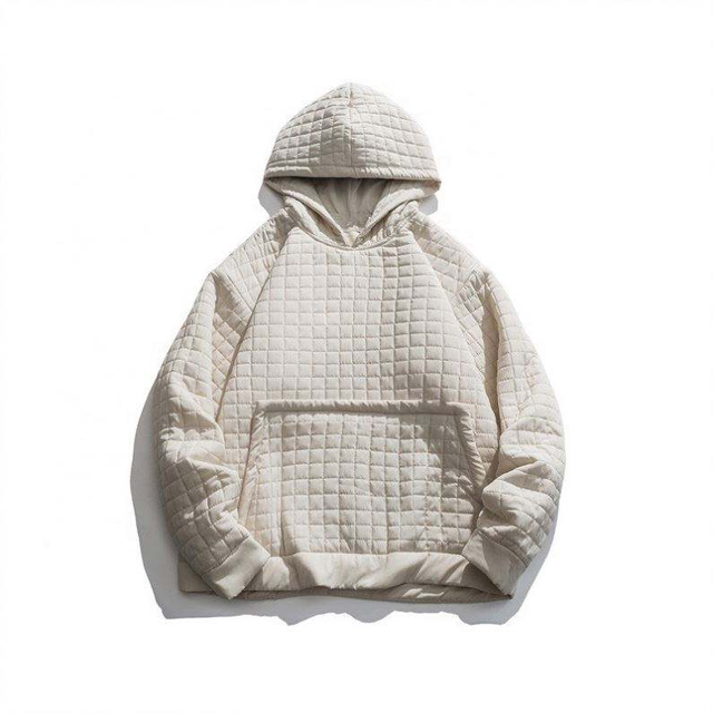 Pengilang Oem Kotak-kotak Tersuai Kasual Hooded Pullover Jaket Kot Berlapik Kapas Plus Saiz
