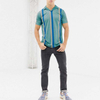 เสื้อโปโลแขนสั้นผู้ชาย Revere Polo Collar Longline แบบกำหนดเองพร้อมแถบแนวตั้ง