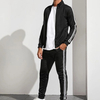 Set da jogging con giacca sportiva personalizzata all'ingrosso con cerniera laterale e tuta da uomo