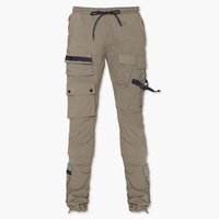 Uusi design yksiv&auml;rinen Utility Pants kiristysny&ouml;rill&auml; vy&ouml;t&auml;r&ouml;ll&auml; Miesten Tarck Pants Jogger