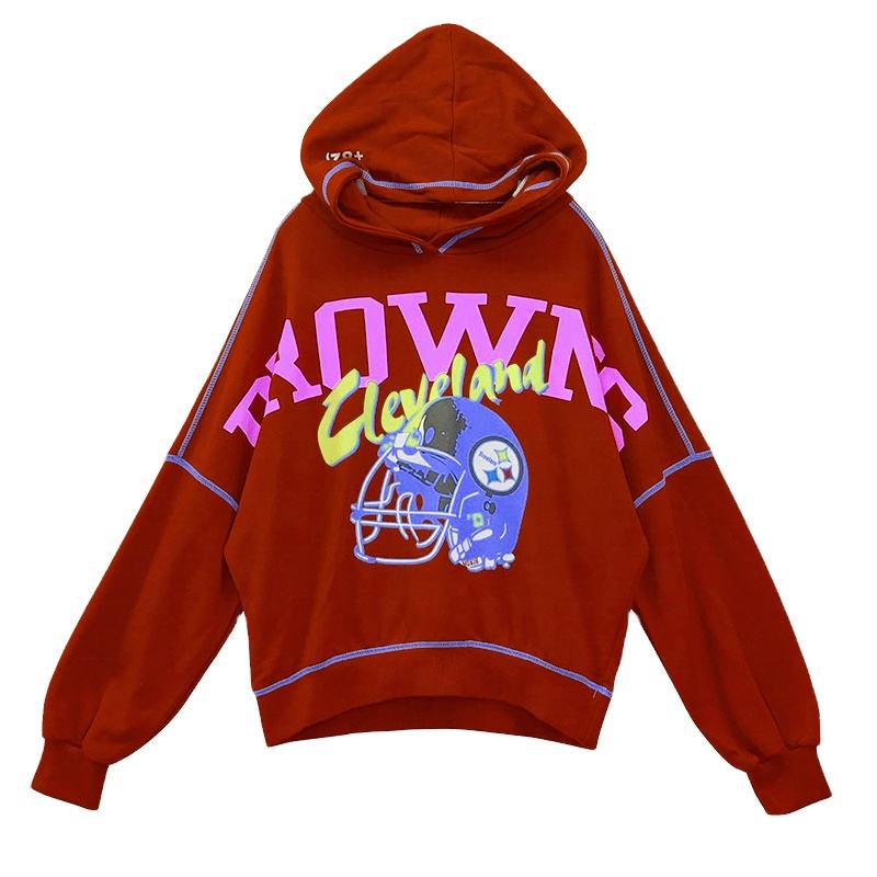 OEM-service op maat bedrukt logo contraststeek hoodie 100 katoen