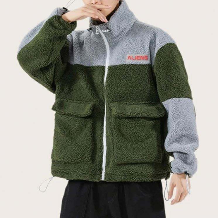 Stř&iacute;h&aacute;n&iacute; a šit&iacute; kapes Zimn&iacute; bunda Muži Colorblock Oversized Stoj&aacute;nek L&iacute;mec Elastick&yacute; lem Bomber Bunda Velkoobchod