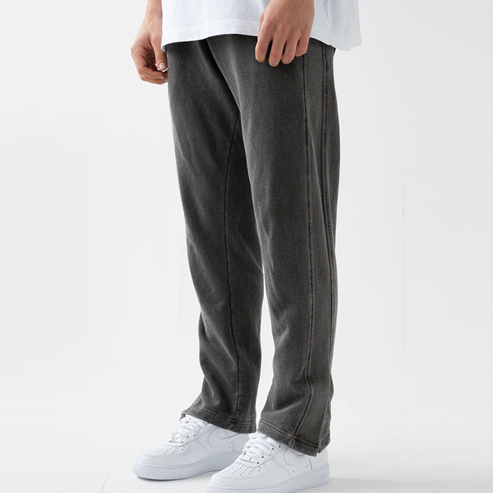 ผู้ผลิต Custom Vintage Washed Black Mens Cotton หนา Sweatpants