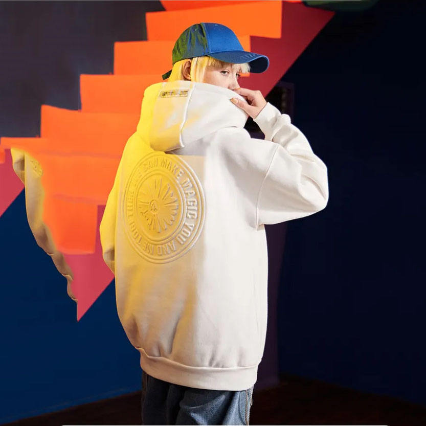 Herren-Sweatshirt aus 100 % Baumwolle mit individuellem Logo, Unisex-Kapuzenpullover mit Buchstabendruck und 3D-Pr&auml;gung