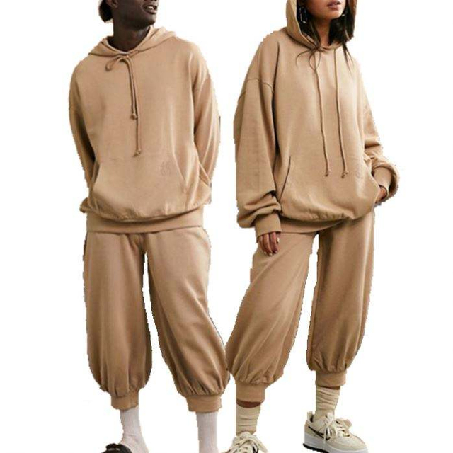 ຂາຍສົ່ງ Custom Jogger Tracksuit ສີແຂງ Oversized ສອງສິ້ນຊຸດ Tracksuit Unisex