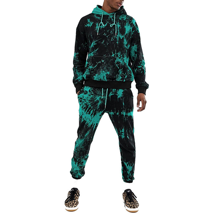 Baju Peluh Jatuh Borong Pukal Set Baju Olahraga Dua Keping Lelaki Pakaian Peluh Tie Dye