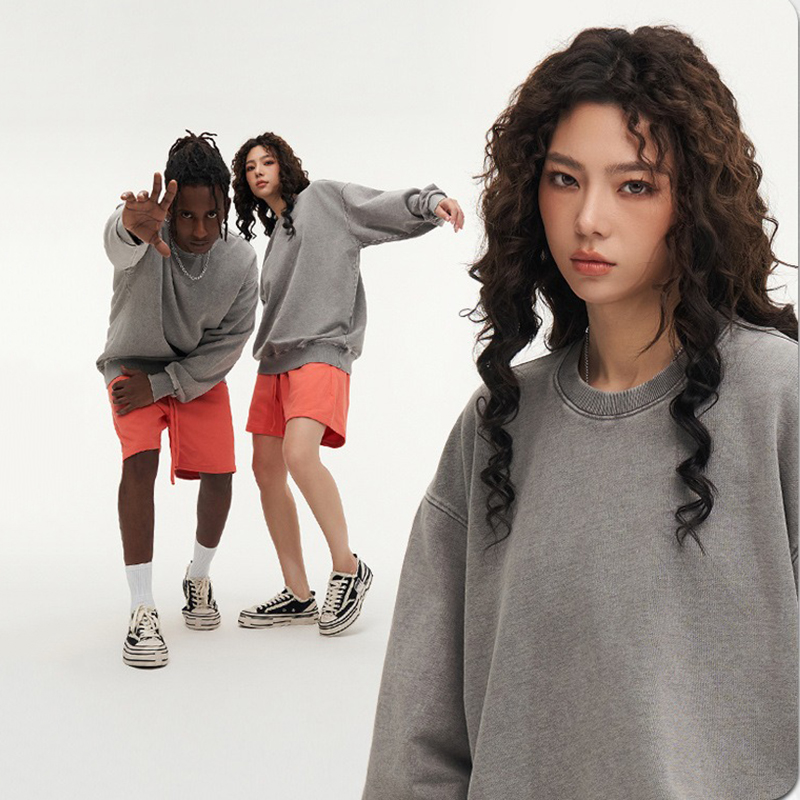 Cetakan Skrin Gaya Baharu Mewah 100% Kapas Asid Tersuai Basuh Baju Vintage