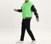 Giacca da baseball bomber in ecopelle color block da uomo personalizzata del produttore OEM