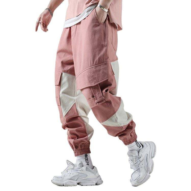 OEM Manufacturer Casual Good Quality Cotton Blank Color Block Mens Baggy Tapered Cargo Track Braccae Cum Side Pockets