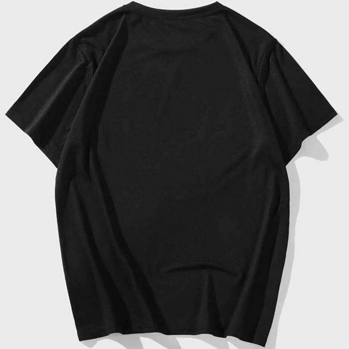 OEM شعار مخصص أسود س الرقبة شاشة طباعة تي شيرت الرجال قصيرة الأكمام 50/50 القطن البوليستر تي شيرت