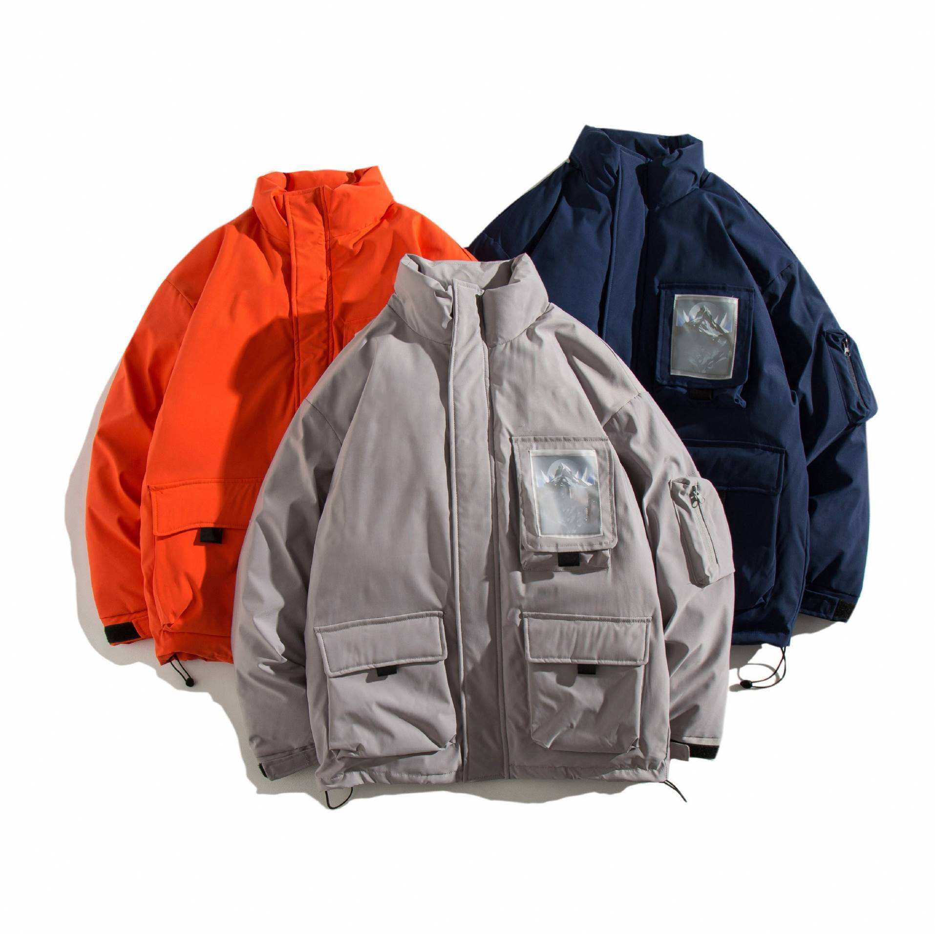 OEM Tillverkare Grossist Plus Storlekar Tredimensionell Patch Pocket Stand-Up Krage Popul&auml;r Cotton Coat Dunjacka