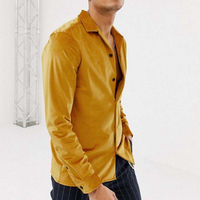 Moške srajce proizvajalca OEM Regular fit z dolgimi rokavi iz velurja v barvi gorčice