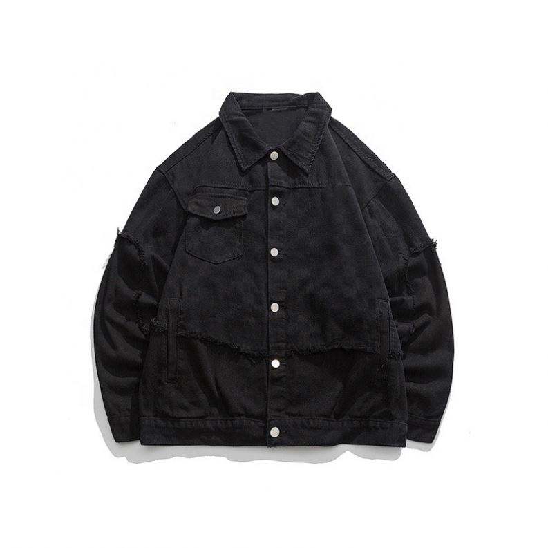 OEM-Hersteller neue individuelle Logo-Patchwork-Denim-Plaid-Revers-Vintage-Freizeitjacke