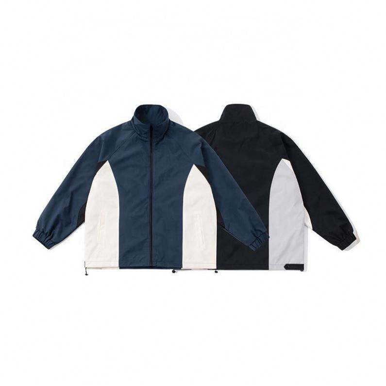 Fabricant OEM personnalis&eacute; grandes tailles coutures contrast&eacute;es populaire col montant fermeture &eacute;clair veste d&eacute;contract&eacute;e