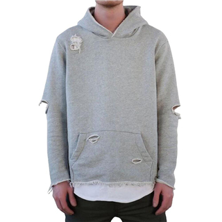 Jauna stila vairumtirdzniecība iznīcina fray sagrieztu apakšmalu vīriešu kapuci Heather Grey