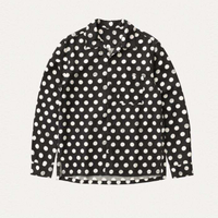 Производитель OEM Новый модный дизайн 100% полиэстер в белые точки Черные рубашки с длинными рукавами для мужчин