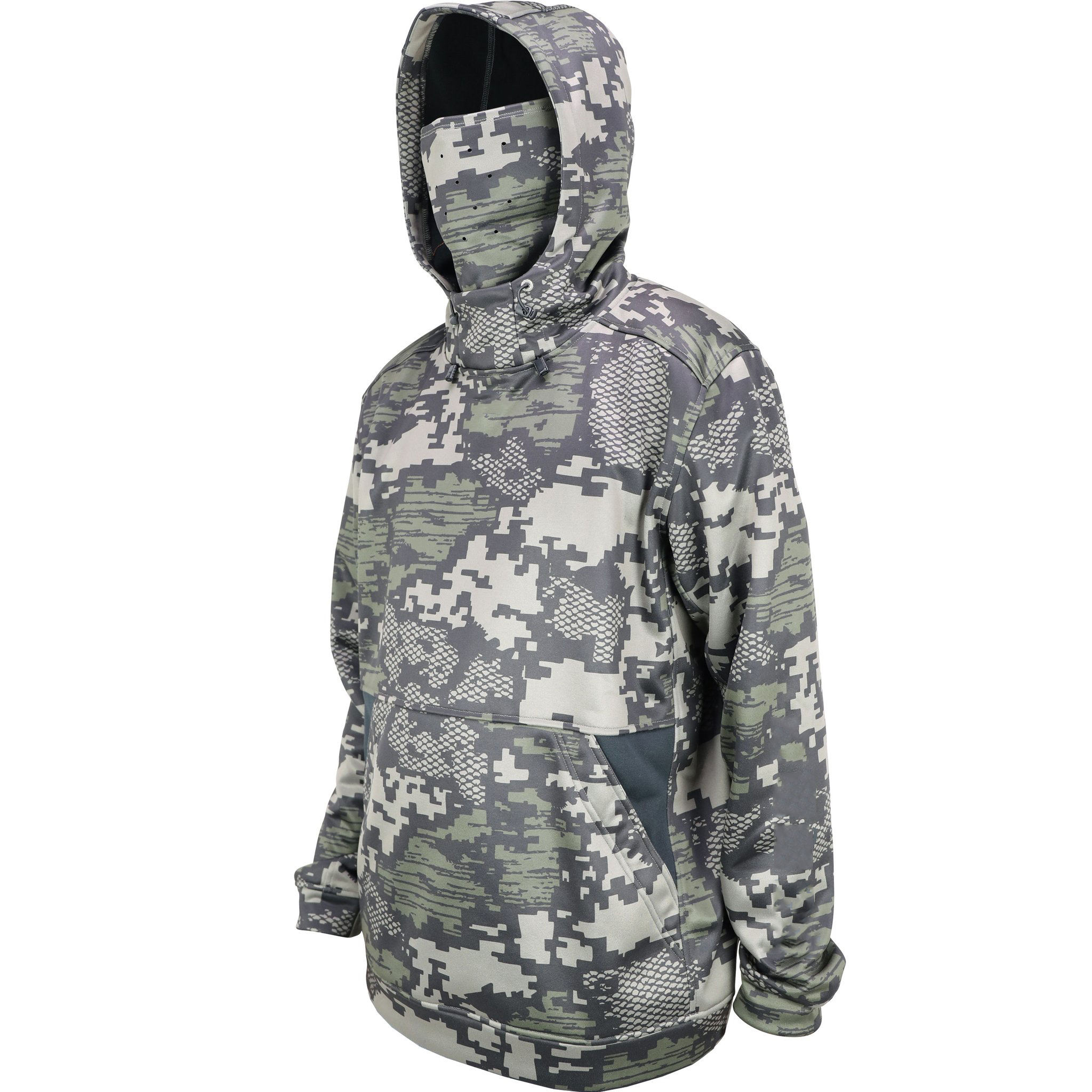 OEM-valmistajan mukautettu logo, 100 % polysidottu mikrofleece-kasvonsuoja Naamioitu Tactical miesten kalastushuppari