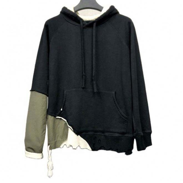 Fabricante OEM personalizado patchwork de socorro casual moletom personalizado plus size moletons masculinos com capuz