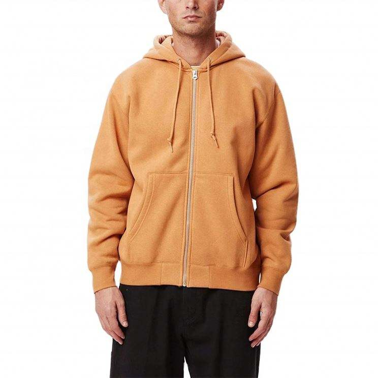 OEM v&yacute;robce Velkoobchod Fleece mikiny na zip s kapuc&iacute; Regular Fit P&aacute;nsk&eacute; obyčejn&eacute; pr&aacute;zdn&eacute; hněd&eacute; fleecov&eacute; mikiny s kapuc&iacute;