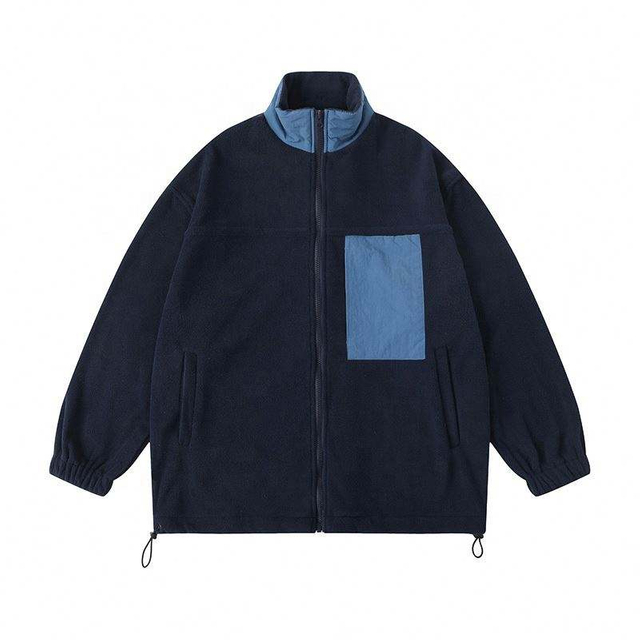 Pengilang OEM Logo Tersuai Musim Gugur Musim Sejuk Warna Kontras Lelaki Micro Polar Fleece Kot Zip Kosong Kot Tahan Angin Jaket Plains