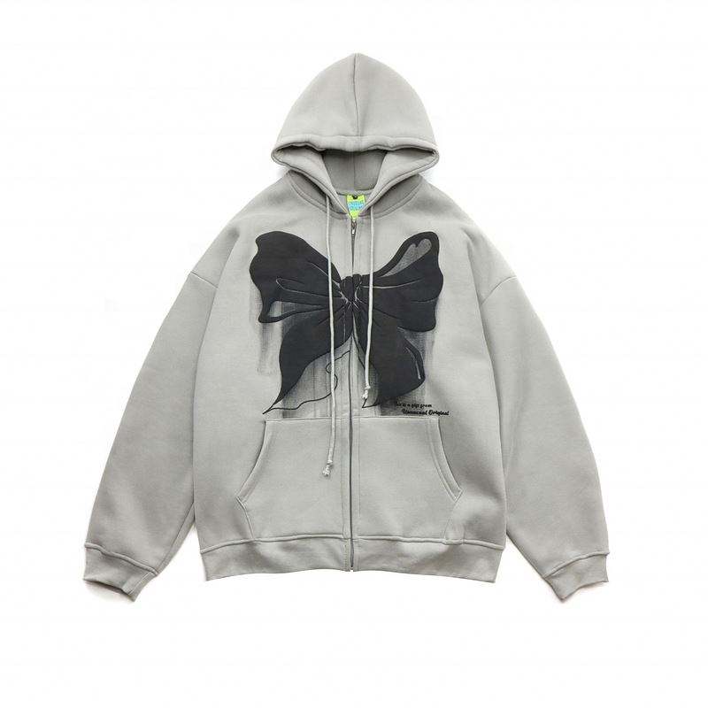 Fabricante OEM logotipo personalizado 3D bolha estereosc&oacute;pica espuma tela de impress&atilde;o tinta zip up puff impress&atilde;o com capuz