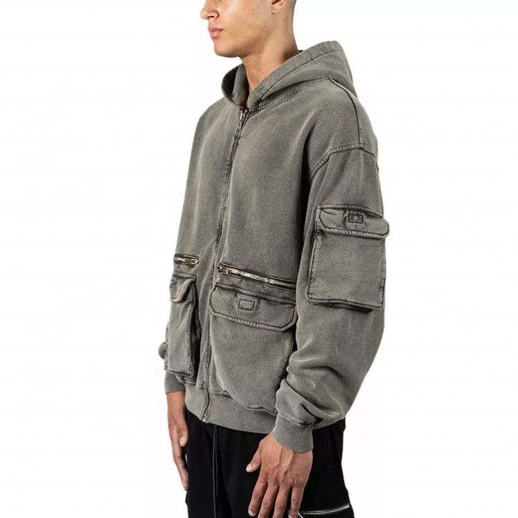 OEM Manufacturer Mens Shirt 3D Pocket Heavyweight Cotton lavit Zipper Hoodie Tutus