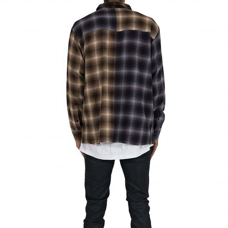 OEM v&yacute;robce Zak&aacute;zkov&yacute; uvolněn&yacute; střih dvoubarevn&yacute; blok s dlouh&yacute;m ruk&aacute;vem Velk&yacute; kostkovan&yacute; flanelov&eacute; košile pro muže