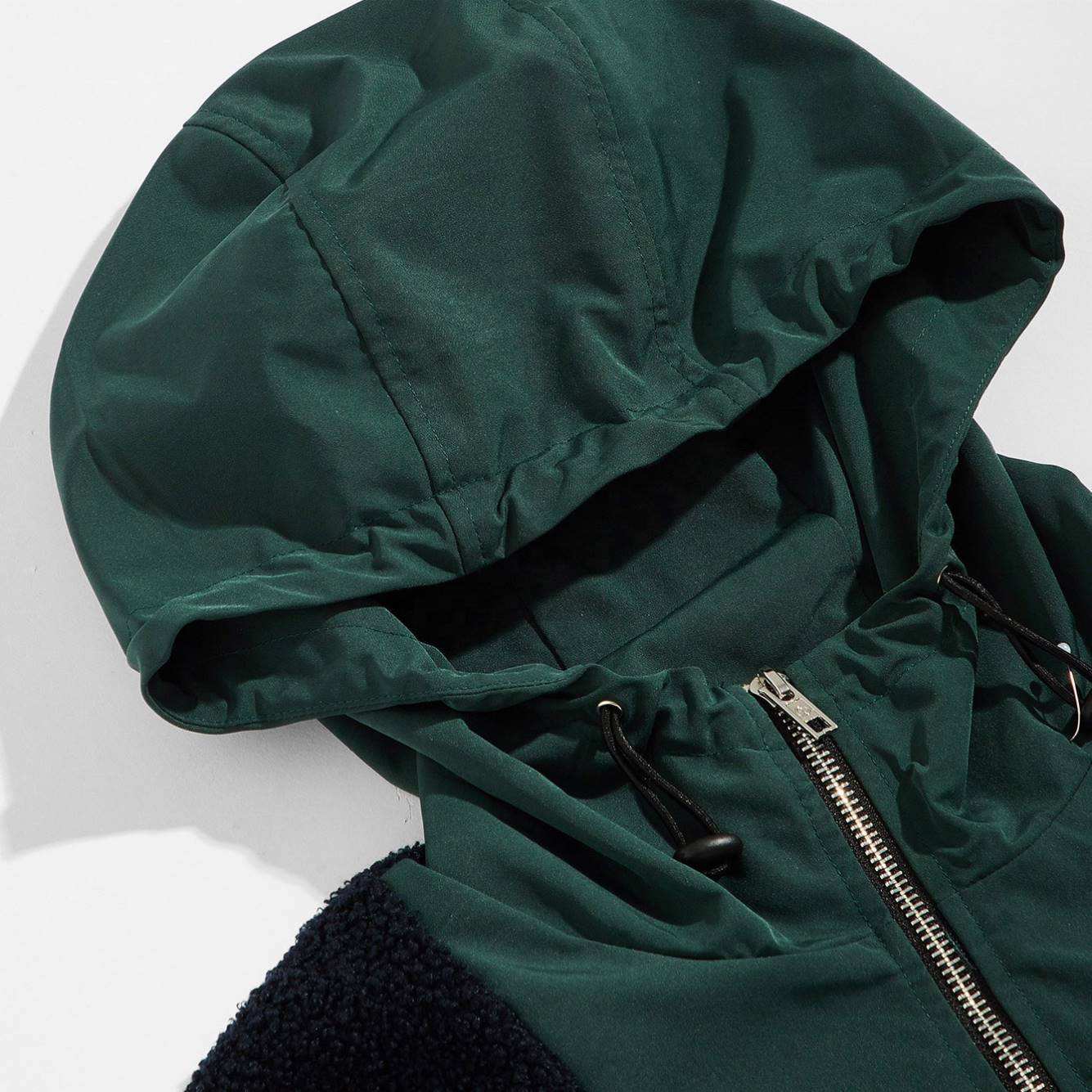 OEM fabricant personnalis&eacute; v&ecirc;tements pour hommes polaire coton demi fermeture &eacute;clair vestes &agrave; capuche patchwork pull sweat avec de grandes poches cargo