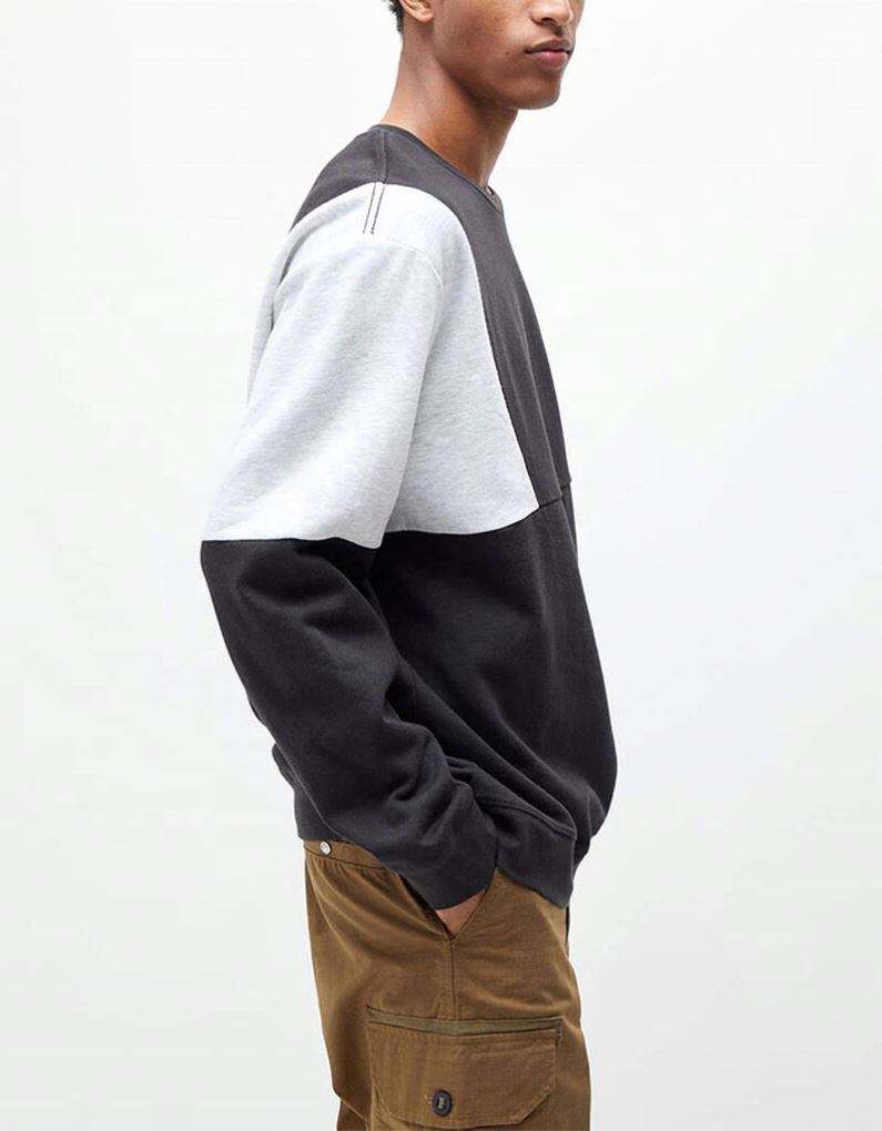 OEM v&yacute;robce Custom Men Color Block Crew Neck mikina s dvojit&yacute;m proš&iacute;v&aacute;n&iacute;m Kontrastn&iacute; barva Oversized mikina