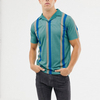 เสื้อโปโลแขนสั้นผู้ชาย Revere Polo Collar Longline แบบกำหนดเองพร้อมแถบแนวตั้ง